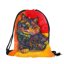 Latest Oil Painting Shoulder Bags Cat Print polyester Backpawomen Girls Travel D - $16.07