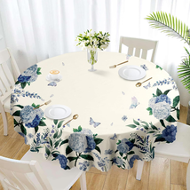 round Tablecloth, Summer Tablecloths Polyester Waterproof Stain Wrinkle ... - $16.99