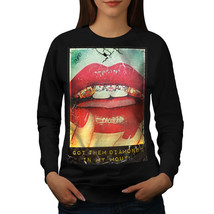 Wellcoda Lips Girl Nail Fashion Womens Sweatshirt, Lip Casual Pullover Jumper - £22.73 GBP+