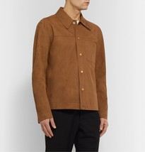 New Men designer genuine suede real leather jacket shirt #115 - £137.42 GBP