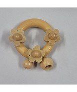 Wood Wooden Baby Rattle Natural Flowers Click Clack Sound Teether Teethi... - £15.54 GBP