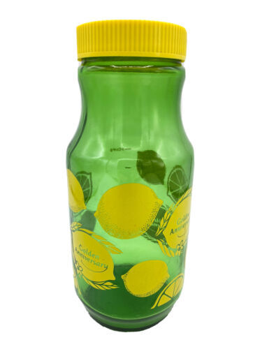 Anchor Hocking Golden Anniversary Juice Jar Vintage Lemons 3 Cups Collectible  - $14.83