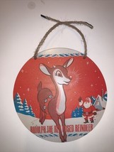 Rudolph The Red Nosed Reindeer Vintage Look Wooden Sign 8” Diameter - £10.25 GBP