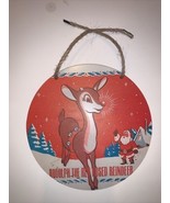 Rudolph The Red Nosed Reindeer Vintage Look Wooden Sign 8” Diameter - £10.11 GBP