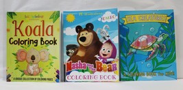 3 Coloring Books lot:Bold Illustrations Koala, Masha and the Bear, Sea Creatures - £11.78 GBP