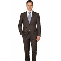 Men Suit BERLUSCONI Turkey Italian Wool 180's Portly Drop 4 Pants K255-07 Brown image 3