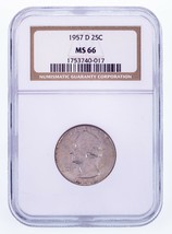 1957-D 25C Washington Trimestre Graduado Por NGC Como MS-66 - £41.04 GBP