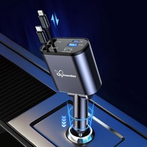 Retractable Car Charger,66W 4 In 1 Super Fast Charge Car Phone Charger,Retractab - £58.84 GBP