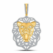 10kt Yellow Gold Mens Round Diamond Lion Head Charm Pendant 1-1/4 Cttw - £1,352.18 GBP