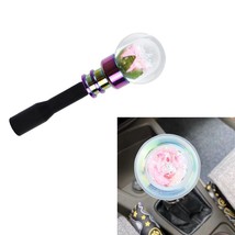 Clear Crystal Glitter Pink Flower Ball Stick Manual Gear Shift Knob Exte... - £18.00 GBP