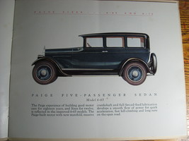 1927 Paige Original Color Brochure Paige Detroit 6-75 &amp; 6-65 Models - $84.15