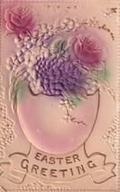 Easter Greeting Flowers Heavily Embossed Air Brushed Postcard C51 - £2.30 GBP