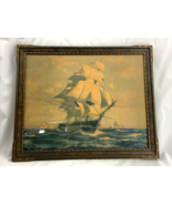 Antique Framed Gordon Grant 1927 Lithograph Print USS Constitution Old I... - £115.78 GBP