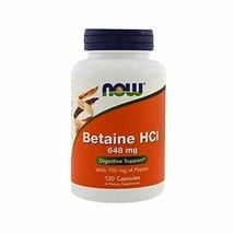 NEW NOW Supplements Betaine HCl 648 mg for Digestive Support 120 Veg Capsules - £15.64 GBP