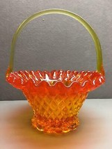 Vintage Fenton? Ruffle Top Pressed Glass Orange Basket - £16.81 GBP