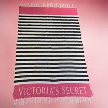 PINK Victoria secret white black logo Throw blanket one size 53.5” x 39” - $13.81