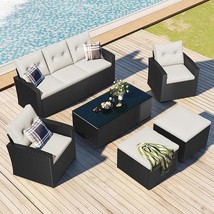 Merax 6 PCS Outdoor Patio Conversation Sets All-Weather PE Sectional Furniture w - £1,120.67 GBP