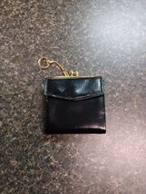 Vtg Baronet Cowhide Women Black Wallet Coin Purse Key Ring 3" - $24.74