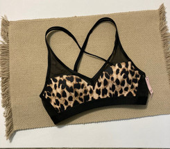Victoria&#39;s Secret Leopard Print Bra VSD Size 32A Lightweight padded Sheer Straps - £15.84 GBP
