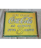 Unusual Yellow Coca Cola Metal Advertising Signage - $36.86