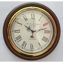 Vintage Style Glass And Wooden Wall Clock Antique Design Unique,Customiz... - $100.06