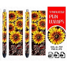 Leopard Sunflower Pen Wrap, Pen Wrap SVG, Pen Wrap Png, Epoxy Pen Wraps - £2.37 GBP