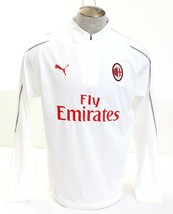 Puma AC Milan White 1/4 Zip Long Sleeve Training Top Shirt Men&#39;s NWT - £78.09 GBP