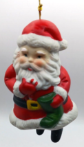 Santa Claus Porcelain Bell Christmas Ornament w/Dangling Legs Taiwan Giftco - £10.27 GBP