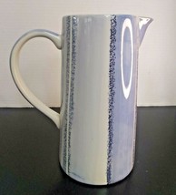 Hues &#39;n Brews Pitcher Herman Dodge and Sons Hand Painted Blue Striped 46 oz - £10.73 GBP