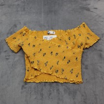 Hollister California Shirt Womens XS Yellow Off the Shoulder Smocked Crop Top - £20.22 GBP