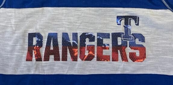 Majestic Mujer Texas Rangers Juego Tiempo Glitz Tanque Top Azul Real, Mediano Item image 4
