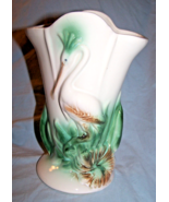 Hull White &amp; Green Heron &amp; Hibiscus Vase-Almost 9 inches tall - $35.00