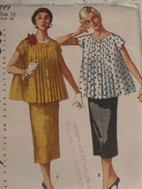 Simplicity Pattern 1099 Misses&#39; Two-Piece Maternity Dress Size 12 Vintage 50s UC - $14.95