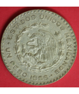 1966 Mexico Un 1 Peso .10 Silver Coin Morelos Estados Unidos Mexicanos G... - $19.44 CAD