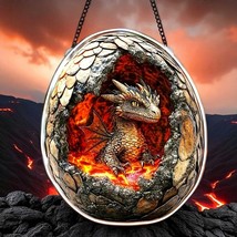 Molten Dragon Egg Pendant | Baby Dragon Necklace Fantasy Lava Jewelry Gift - $425.02 MXN