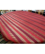 Vintage Christmas Red tablecloth Elegant Metallic threads 96&quot; X 56&quot; Chri... - £25.87 GBP