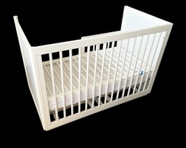 White Convertible Baby Crib Toddler Bed Adjustable Side image 4