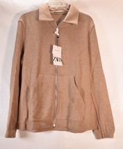 Zara Mens Track Jacket Knit Full Zip Beige M NWT - $59.40