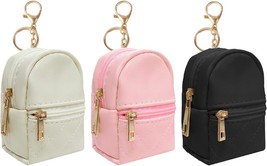 3Pcs Mini Backpack Cute Cosmetic Bag for Women PU Leather Makeup Bag Key Pocket  - £19.50 GBP