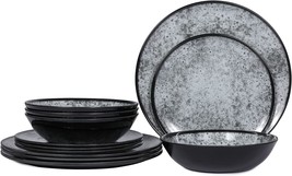 Melamine Dinnerware Set of 4?12 Pcs-Melamine Plates and Bowls Set for Indoor and - £49.44 GBP