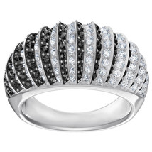 Authentic Swarovski Luxury Domed Ring, Black in Rhodium - size 6 - RRP $169 - £100.81 GBP