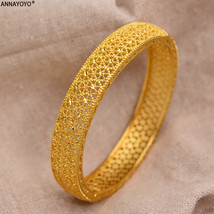 24k Dubai Gold Bangles for Women Gold Dubai Bride Wedding Ethiopian Bracelet Afr - £9.85 GBP