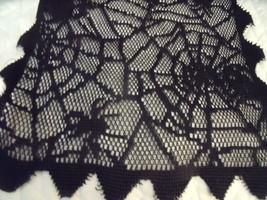 New Fall Halloween Black Lace Table Runner 13&quot; X 54&quot; Webs Spiders Pumpkins - £13.45 GBP