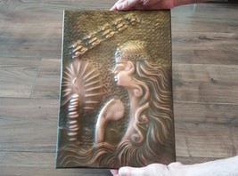 Vintage Embossed Copper Wall Decoration of the Portrait of an Woman and ... - $122.00