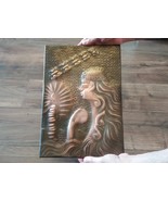 Vintage Embossed Copper Wall Decoration of the Portrait of an Woman and ... - £95.93 GBP