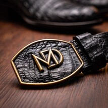 Marco Di Milano Genuine Caiman Belly Skin Cowboy Boot Phoenix Black image 8