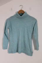 Talbots SP Blue Merino Wool Split Side Turtleneck Sweater - £19.51 GBP