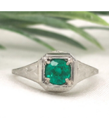 18k White Gold Filigree Art Deco .39ct Genuine Natural Emerald Ring (#J7... - $1,394.65 CAD