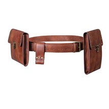 Creative Vintage Belt Leather Wallet Men Waist Pack Steampunk Double Pouch Bag - £67.87 GBP