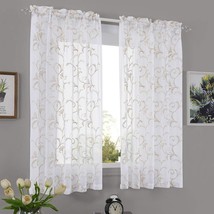 Vintage Rod Pocket Voile Drapes For Living Room, Bedroom,, 45 Inch Length. - £25.46 GBP